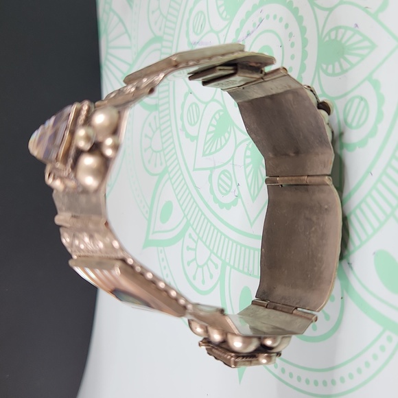 Vintage Taxco Mexico Sterling Panel Bracelet Abalone Mother of Pearl MOP - Picture 11 of 12